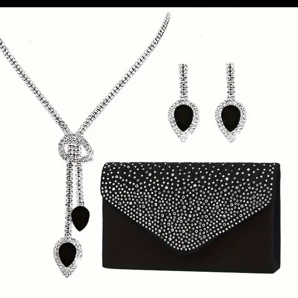 3Pc Combo necklace with clutch set